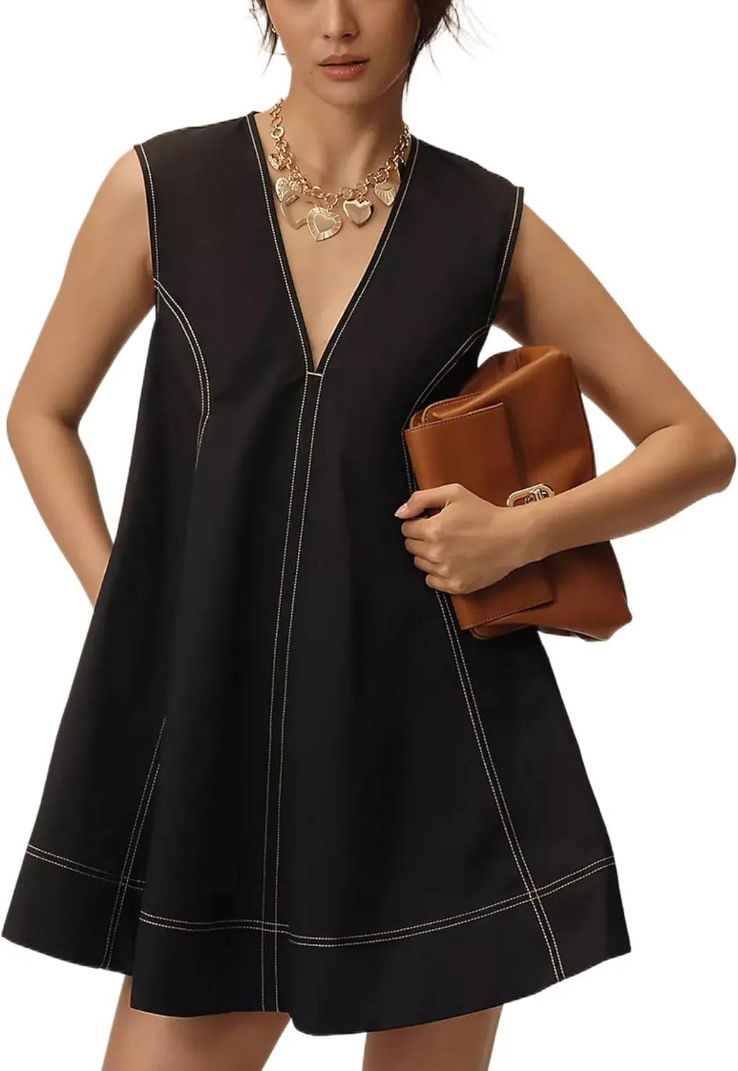 Womens Summer Sleeveless V Neck Mini Dress Short Summer Dresses Sundress Tube Top Beach Mini Dress