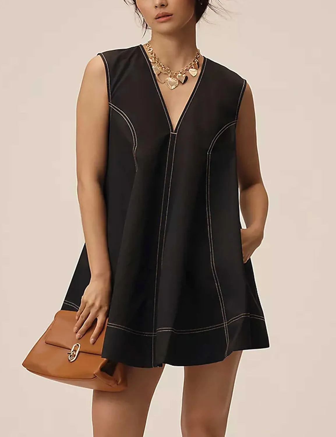 Womens Summer Sleeveless V Neck Mini Dress Short Summer Dresses Sundress Tube Top Beach Mini Dress