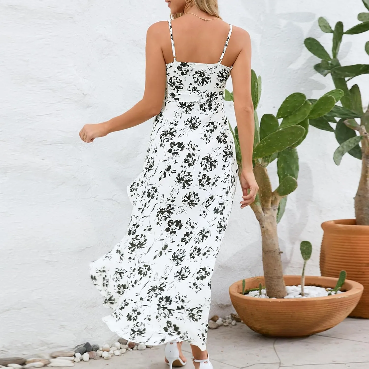 Women's Sundresses Fashion Sexy Solid Color Sleeveless Strap Dress Long Homecoming, S-XL