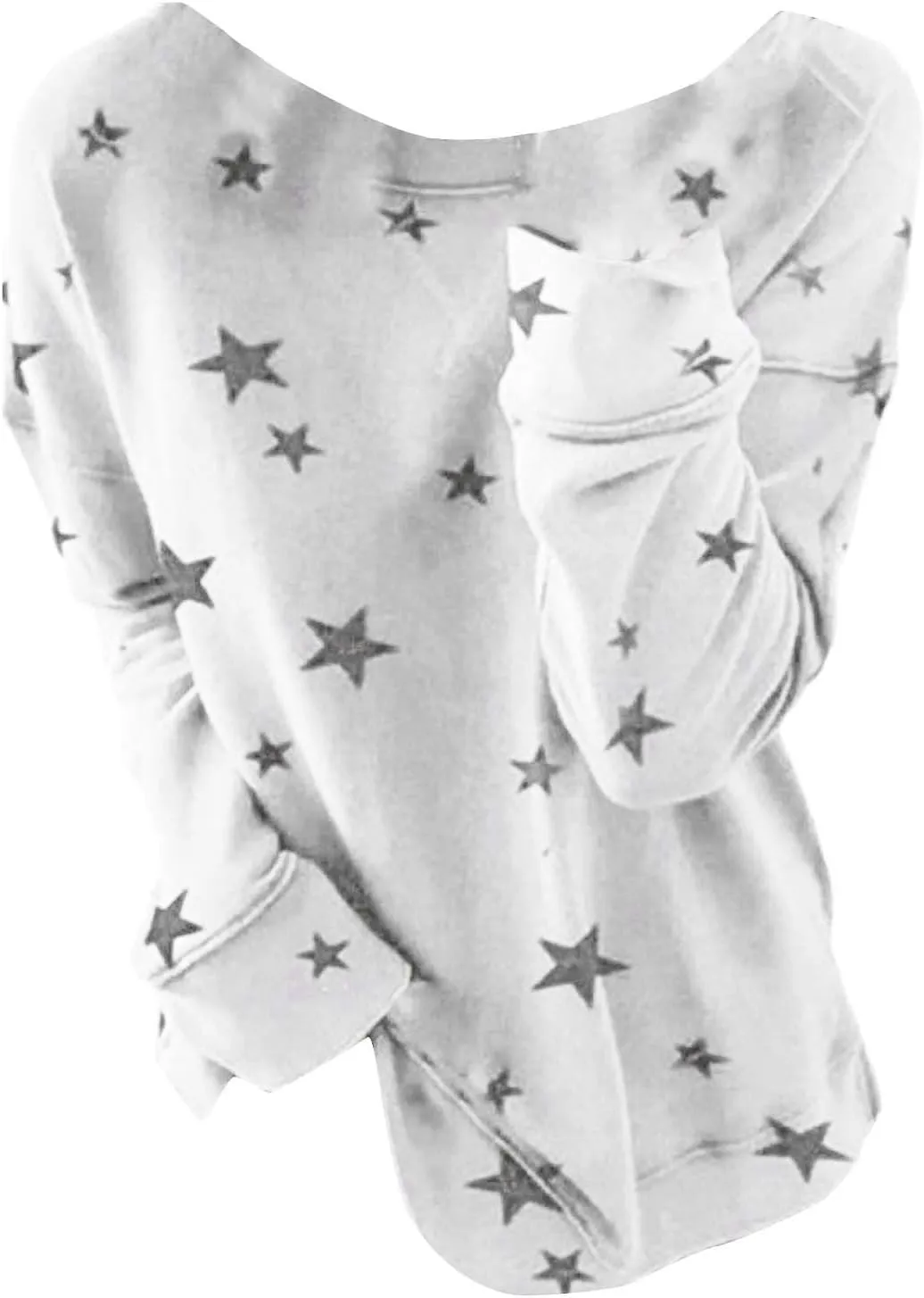 Womens Sweatshirt Crew Neck Star Graphic Pullover Tops 2024 Fall Casual Long sleeve Oversized Sweatshirt