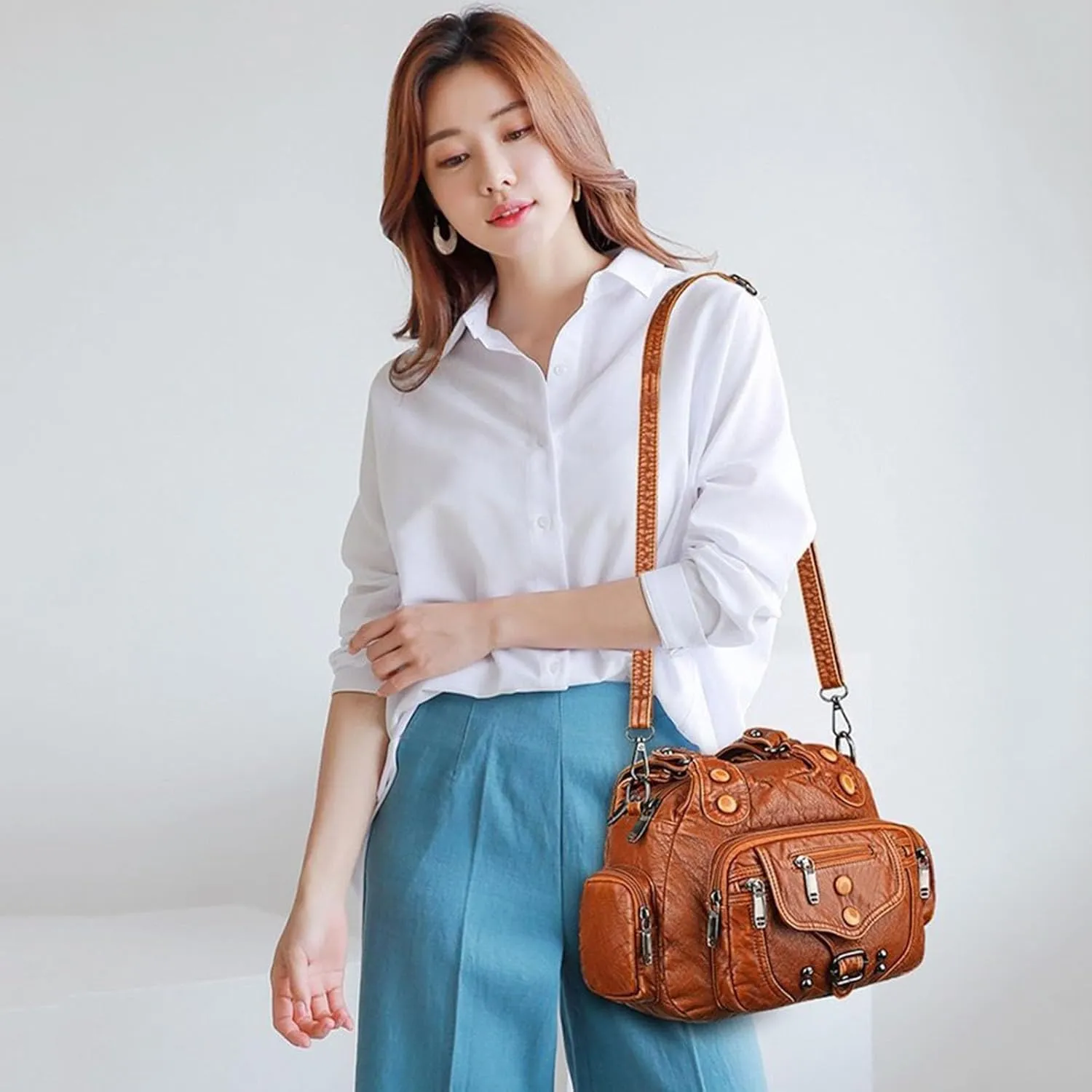 Womens Tote Bag Fashion Handbags Purse Satchel Shoulder Bags Leather Bag For Ladies Shoulder Tote Bag (Brown, One Size)
