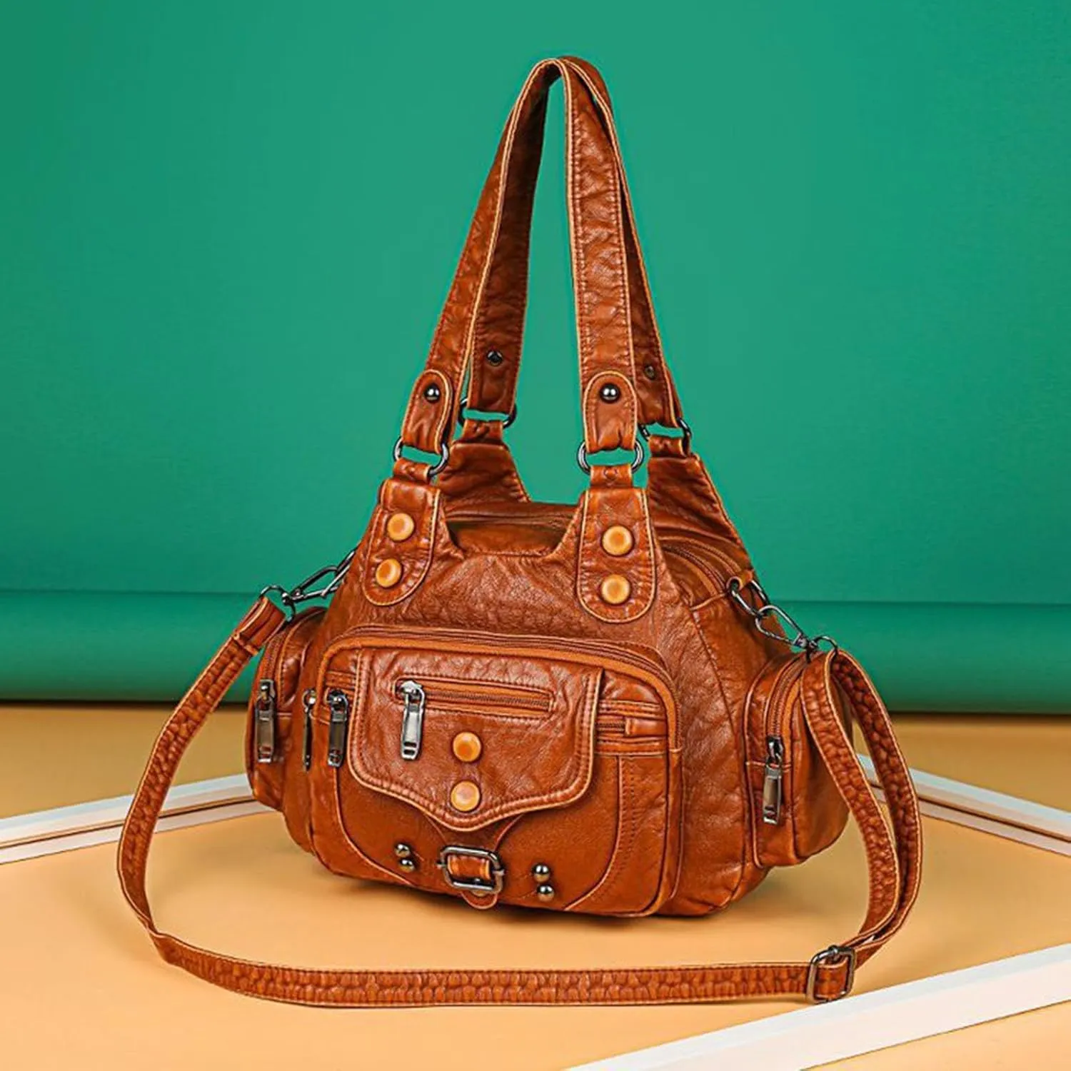 Womens Tote Bag Fashion Handbags Purse Satchel Shoulder Bags Leather Bag For Ladies Shoulder Tote Bag (Brown, One Size)