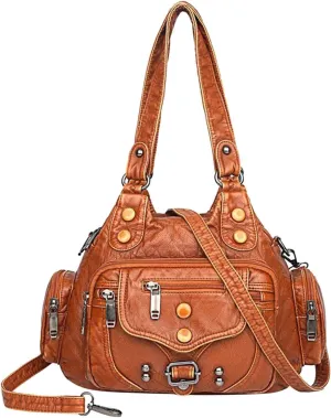 Womens Tote Bag Fashion Handbags Purse Satchel Shoulder Bags Leather Bag For Ladies Shoulder Tote Bag (Brown, One Size)