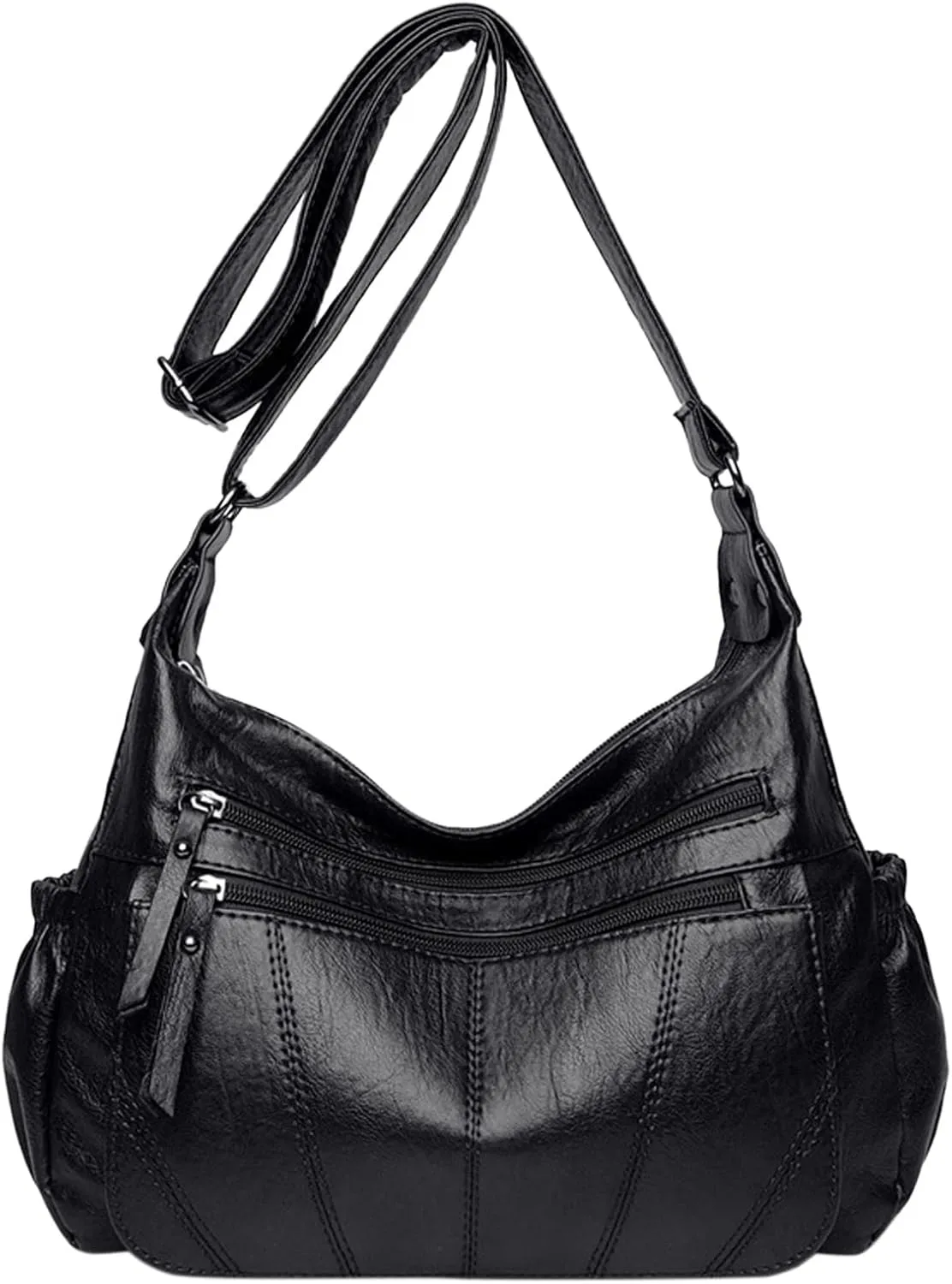 Women's Trendy Purses Vegan Leather Hobo Handbags Women's Shoulder Bags Tote Satchel Hobo Summer Mini Gym Bag(Black)