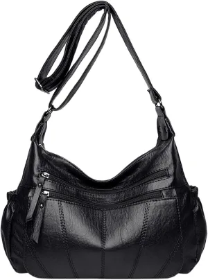 Women's Trendy Purses Vegan Leather Hobo Handbags Women's Shoulder Bags Tote Satchel Hobo Summer Mini Gym Bag(Black)
