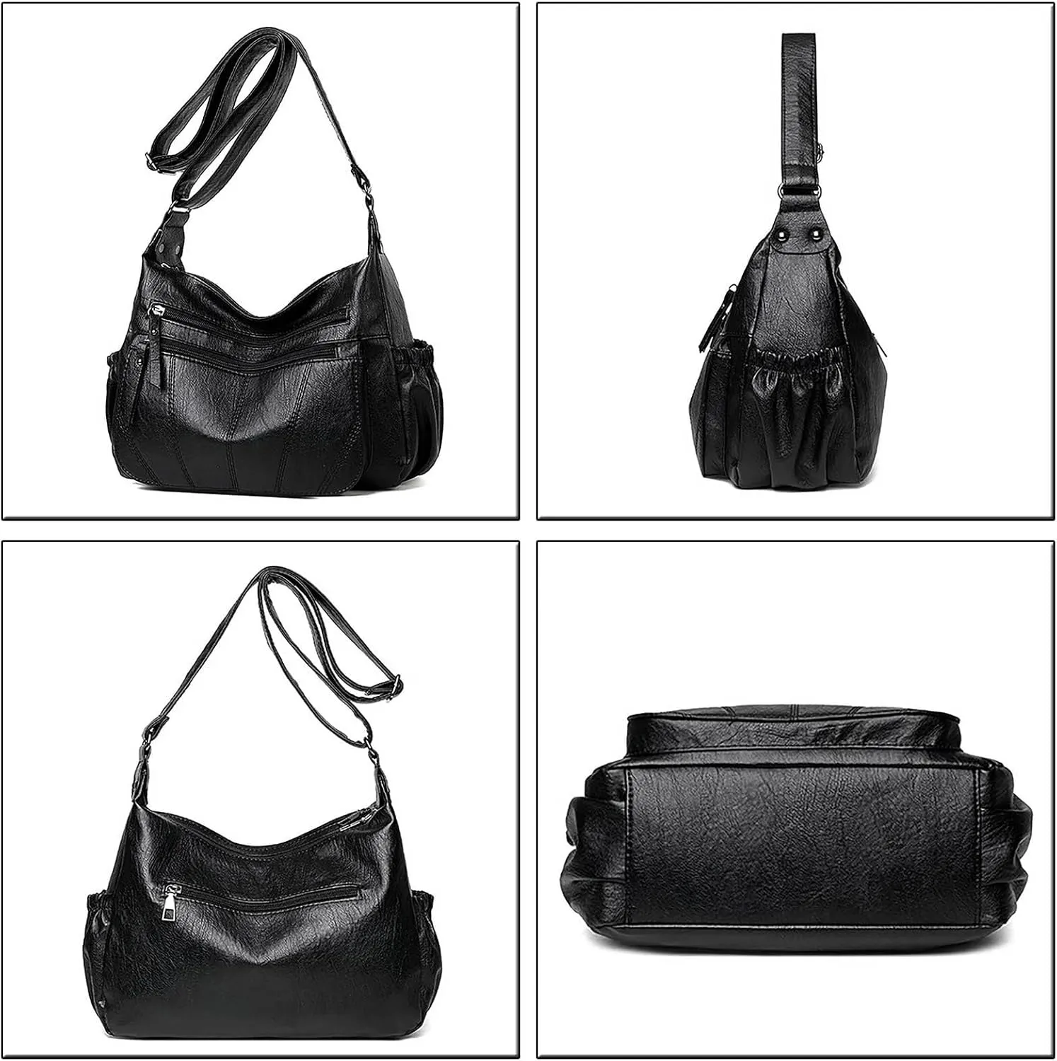 Women's Trendy Purses Vegan Leather Hobo Handbags Women's Shoulder Bags Tote Satchel Hobo Summer Mini Gym Bag(Black)