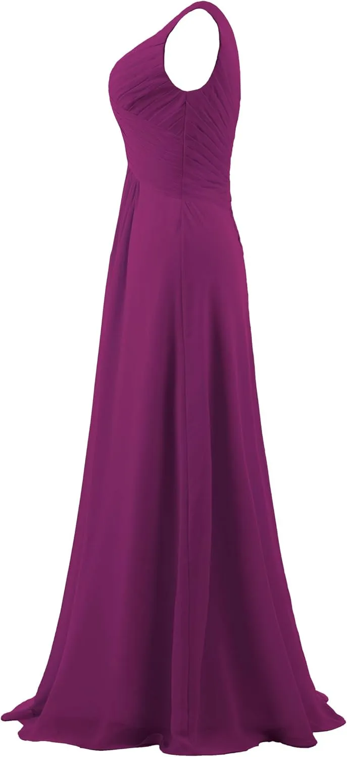Women's V Neck Sleeveless 2023 Fall Elegant Long Bridesmaid Dress Formal Wedding Guest Evening Party Dress