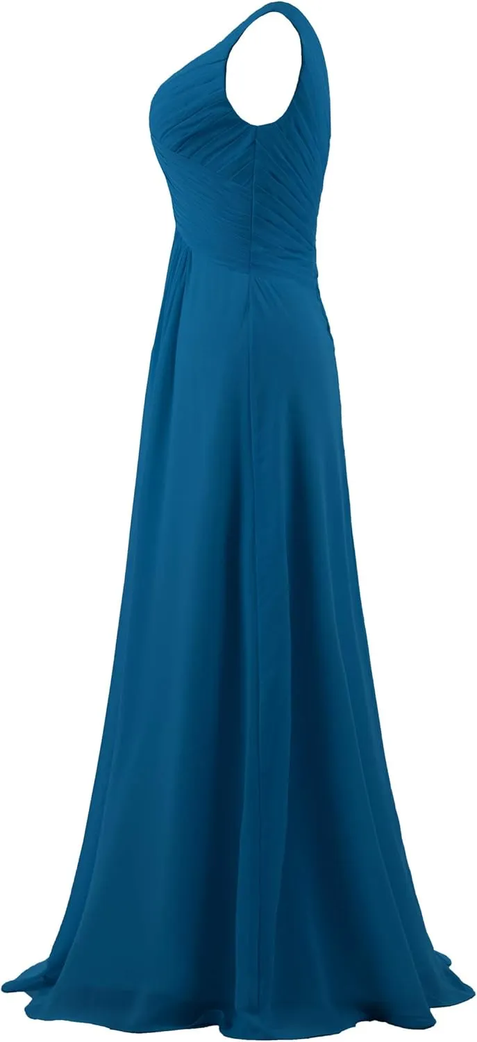 Women's V Neck Sleeveless 2023 Fall Elegant Long Bridesmaid Dress Formal Wedding Guest Evening Party Dress