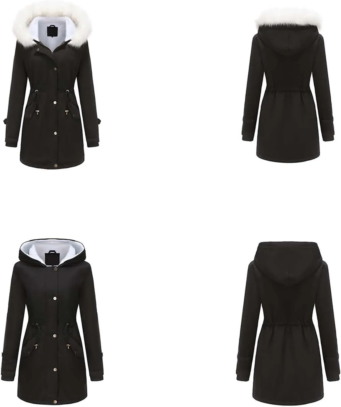 Womens Winter Coats Fleece Wram Lined Parka Thicken Waterproof Trench Long Puffer Jacket Down Coat Faux Fur Hooded
