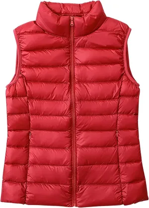 Women's Winter Cropped Puffer Vest Lightweight Sleeveless Zip Up Gilet Cotton Padded Warm Down Quilted Jacket Outerwear