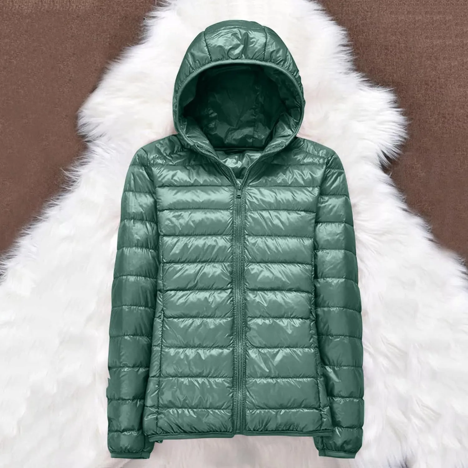 Women's Winter Puffer Coat Warm Lightweight Down Jacket with Hood Water-Resistant Ski Coat Full Zip Outwear Jackets Coat