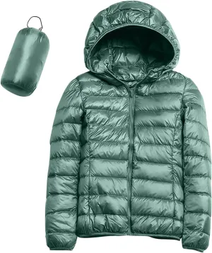 Women's Winter Puffer Coat Warm Lightweight Down Jacket with Hood Water-Resistant Ski Coat Full Zip Outwear Jackets Coat