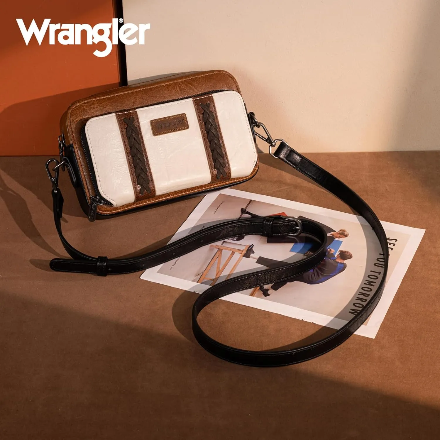 Wrangler Crossbody Bag for Women Shoulder Purse Small Multi Pocket Crossover Bag with Adjustable Strap