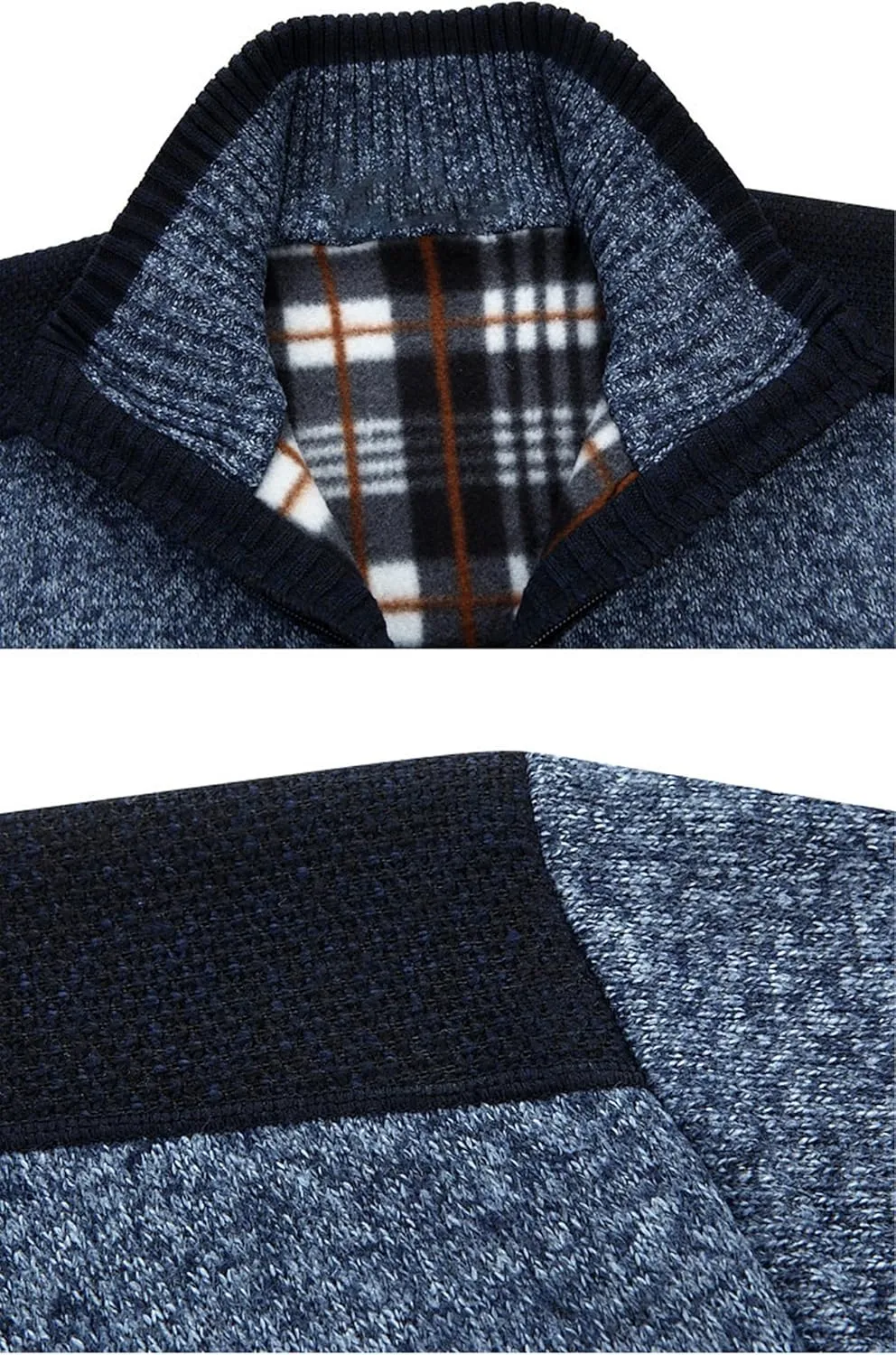XinYangNi Men's Sweaters Full Zip Slim Thick Knitted Cardigan Sweaters Jacket with Pockets