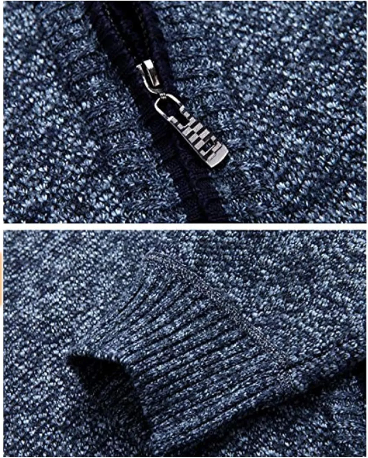XinYangNi Men's Sweaters Full Zip Slim Thick Knitted Cardigan Sweaters Jacket with Pockets