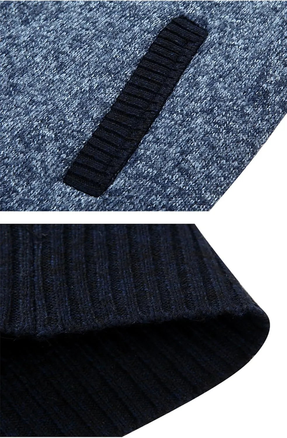 XinYangNi Men's Sweaters Full Zip Slim Thick Knitted Cardigan Sweaters Jacket with Pockets