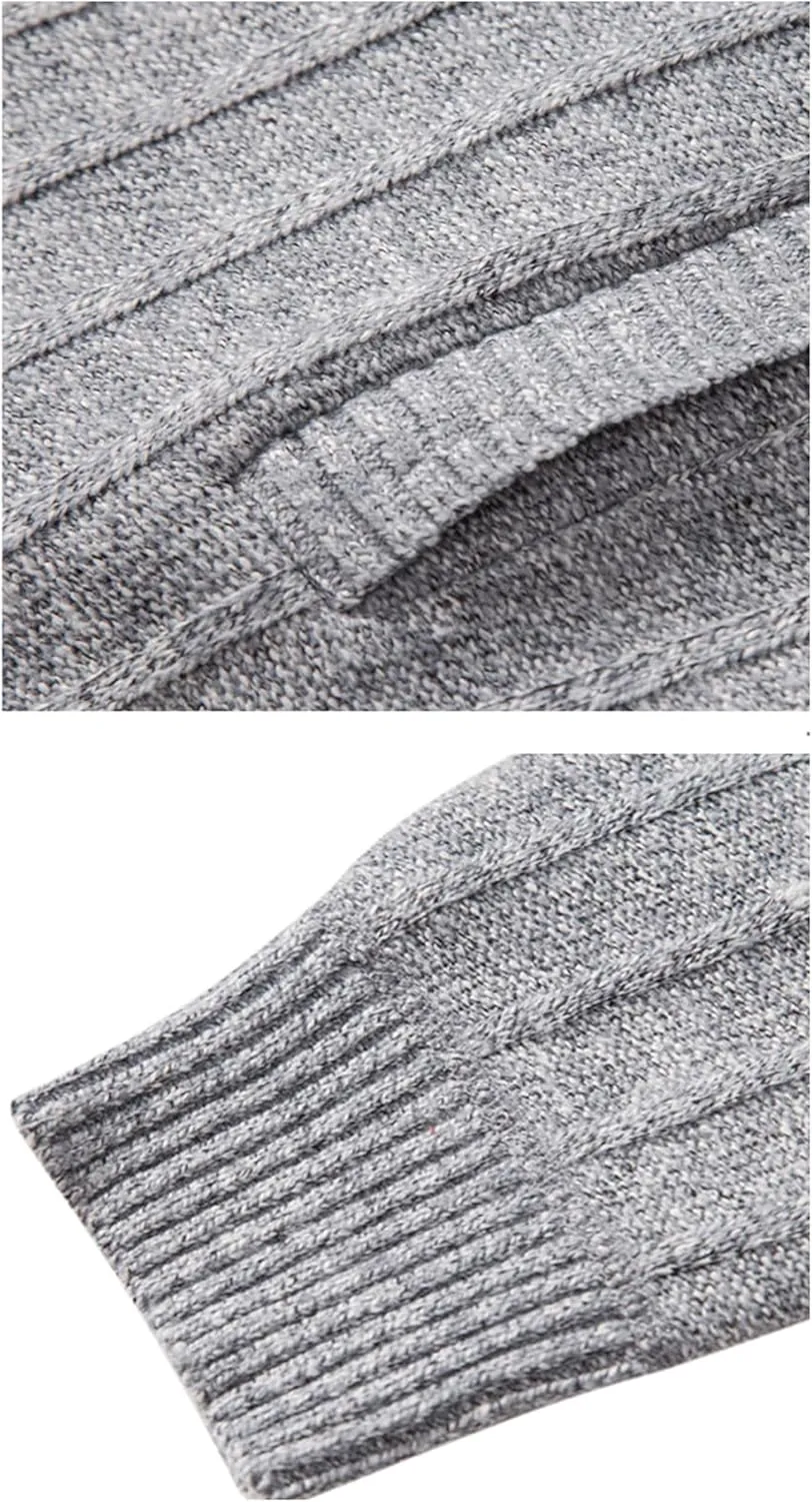 XinYangNi Men's Sweaters Full Zip Slim Thick Knitted Cardigan Sweaters Jacket with Pockets