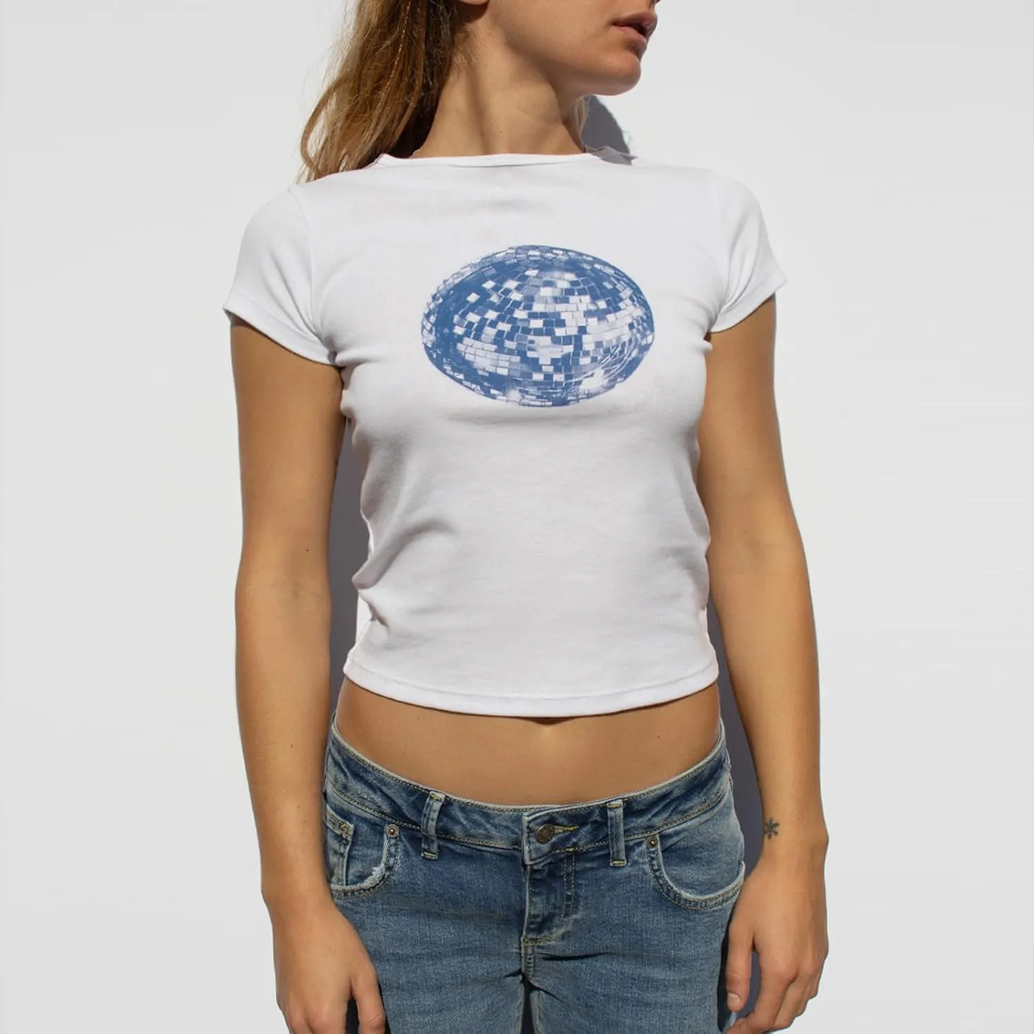 Y2K Baby Tees Women Short Sleeve Fitted Cropped Tops E Girl Funny Aesthetic Graphic T Shirt 2000s Summer Clohtes