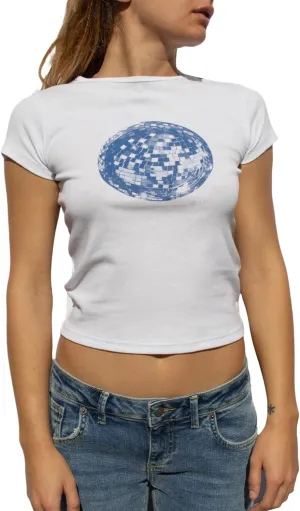 Y2K Baby Tees Women Short Sleeve Fitted Cropped Tops E Girl Funny Aesthetic Graphic T Shirt 2000s Summer Clohtes