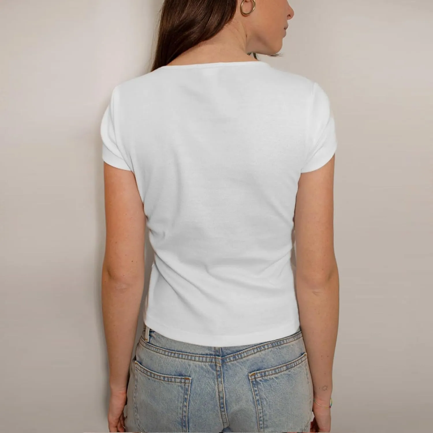 Y2K Graphic Tees for Women Retro Aesthetic Pattern Crop Tops Teen Girls Crewneck Vintage Baby Tee Slim Fit Shirt