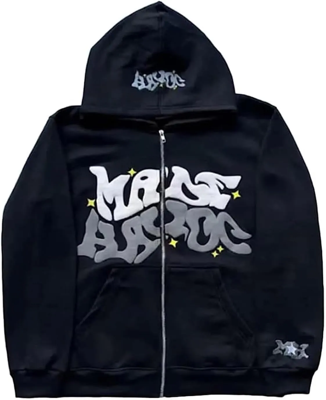 Y2k Hoodie Puff Print Hoodie Graphic Zip Up Hoodies Hip Hop Streetwear Aesthetic Sweatshirts Oversized Vintage Outfit