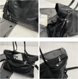 Y2k Satchel Women Studded Purse Vintage Leather Tote Bags Large Crossbody Bag