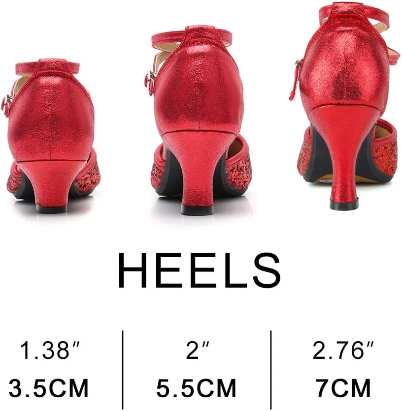 YKXLM Women's Ballroom Dance Shoes Professional Latin Dance Heels Practice Salsa Dance Dress Shoes,DY08