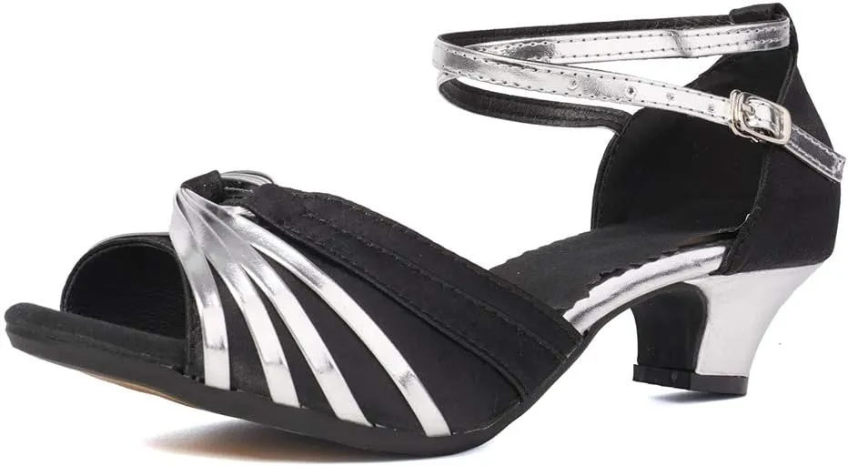 YKXLM Women's Ballroom Dance Shoes Professional Latin Dance Heels Practice Salsa Dance Dress Shoes,DY08