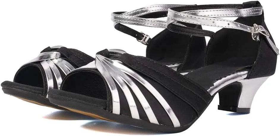 YKXLM Women's Ballroom Dance Shoes Professional Latin Dance Heels Practice Salsa Dance Dress Shoes,DY08