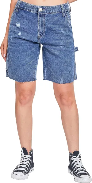 YMI Women's High Rise Denim Carpenter Shorts