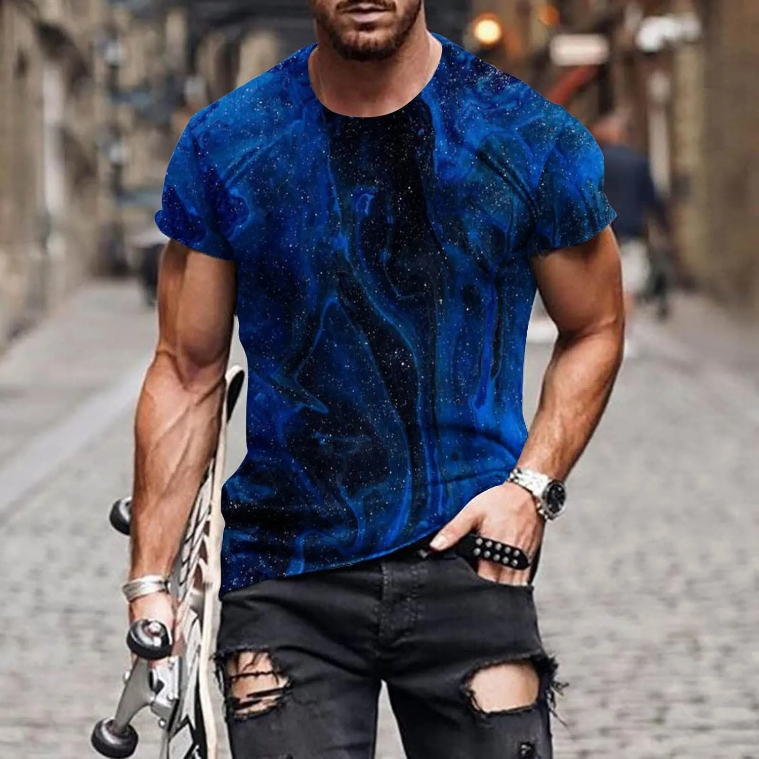 Ymosrh Men's Casual Tees Graphic Tees Casual Short Sleeve T-Shirts Soft Tee Shirts Lightweight Summer Shirts Short, M-6XL