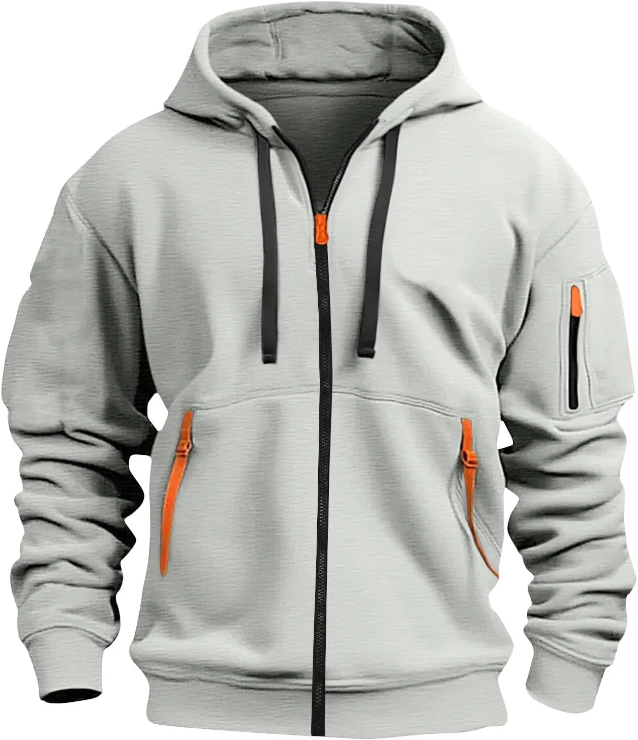 Zip Up Hoodie Men Hooded Tactical Jacket Work Tactical Winter Jackets Lightweight Zipper Jacket with Multi Pockets