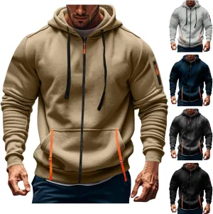 Zip Up Hoodie Men Hooded Tactical Jacket Work Tactical Winter Jackets Lightweight Zipper Jacket with Multi Pockets