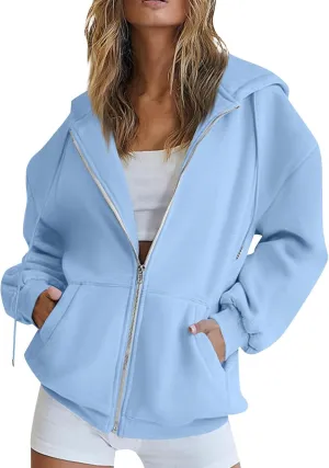 Zip Up Hoodie Women Oversized Y2k Jacket Lightweight Fall Jackets Streetwear Hoodies Long Sleeve Sweatshirts