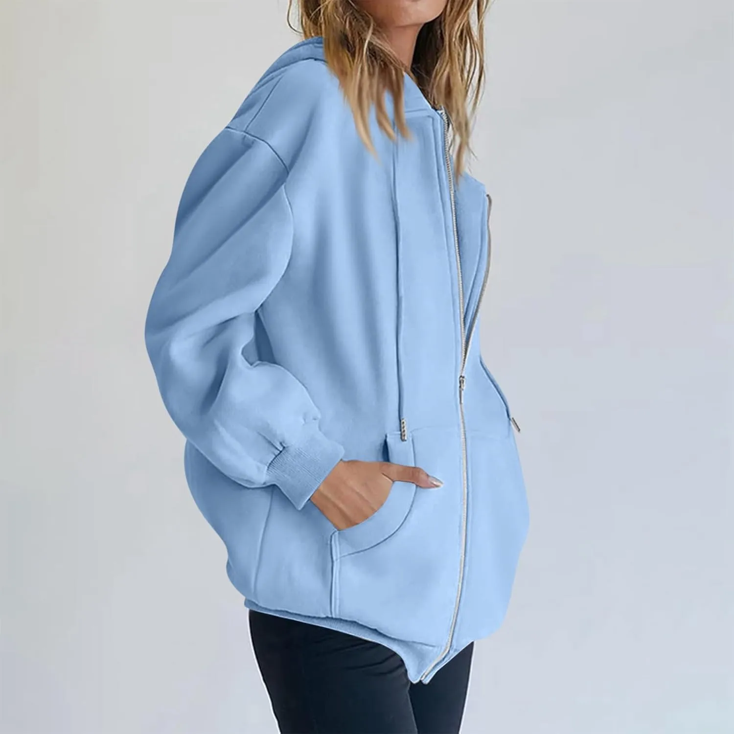 Zip Up Hoodie Women Oversized Y2k Jacket Lightweight Fall Jackets Streetwear Hoodies Long Sleeve Sweatshirts