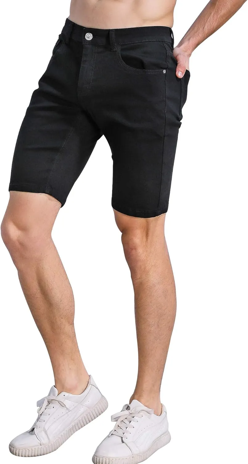 ZLZ Slim Ripped Jean Short for Men, Men's Casual Stretch Slim Fit Denim Short