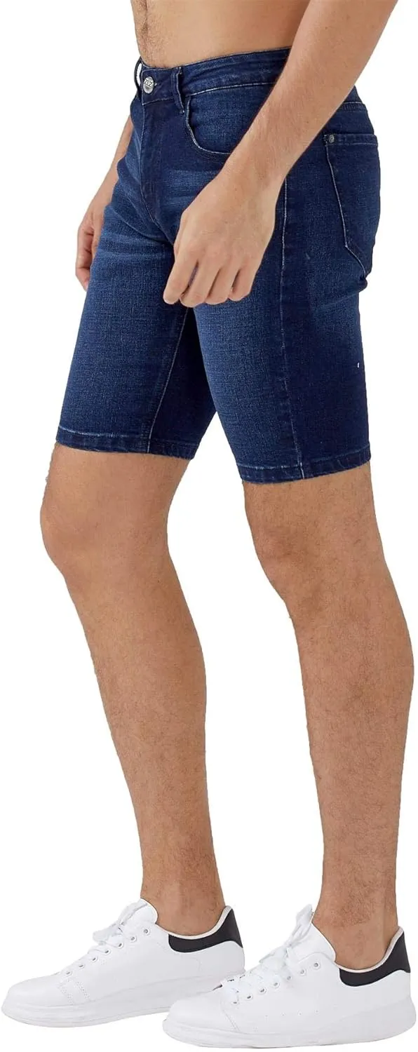 ZLZ Slim Ripped Jean Short for Men, Men's Casual Stretch Slim Fit Denim Short