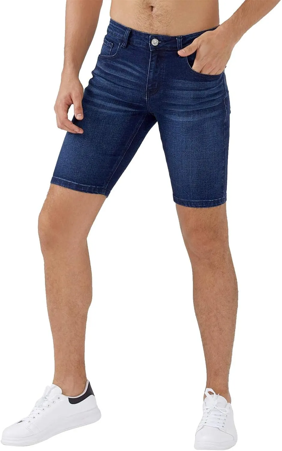 ZLZ Slim Ripped Jean Short for Men, Men's Casual Stretch Slim Fit Denim Short