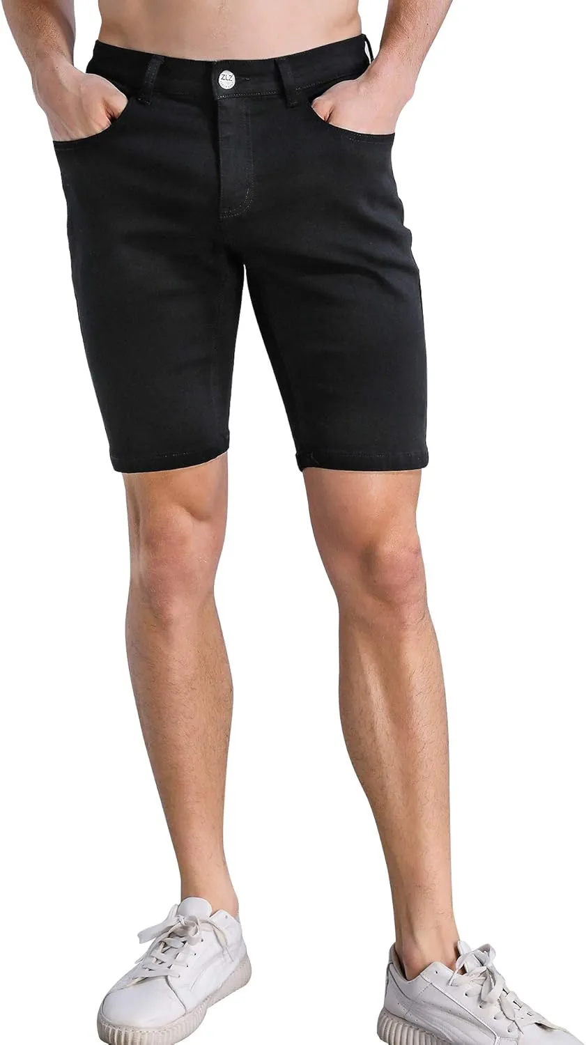 ZLZ Slim Ripped Jean Short for Men, Men's Casual Stretch Slim Fit Denim Short