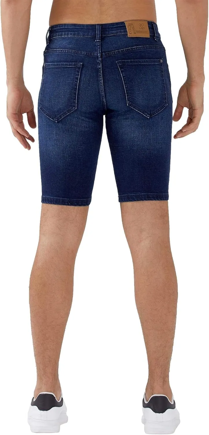 ZLZ Slim Ripped Jean Short for Men, Men's Casual Stretch Slim Fit Denim Short