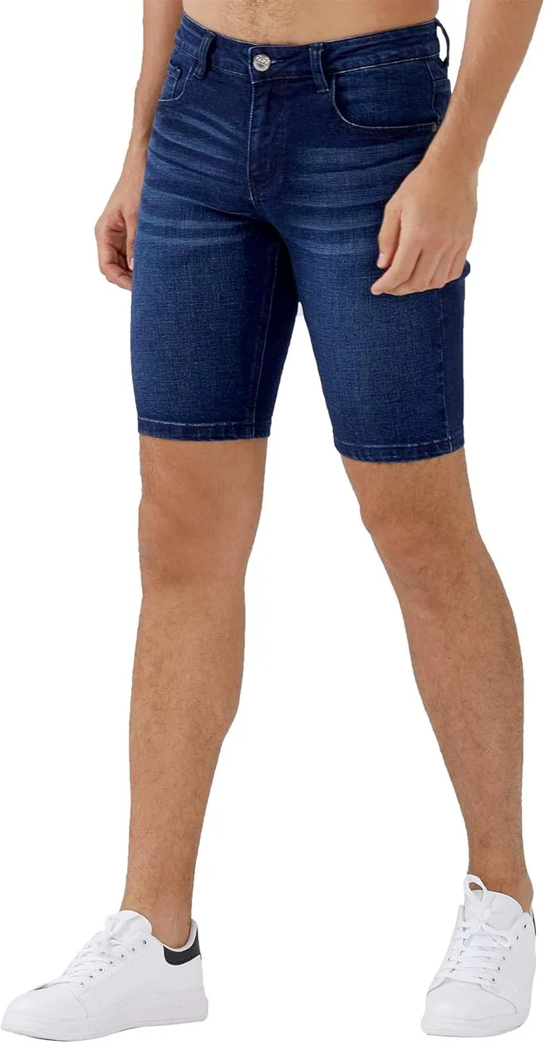 ZLZ Slim Ripped Jean Short for Men, Men's Casual Stretch Slim Fit Denim Short