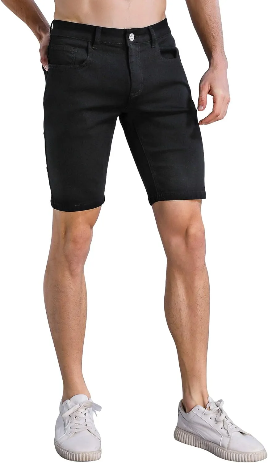 ZLZ Slim Ripped Jean Short for Men, Men's Casual Stretch Slim Fit Denim Short